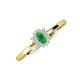 3 - Elsa Rainbow Oval Cut Emerald and Round Diamond Sunburst Halo Promise Ring 