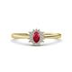 1 - Elsa Rainbow Oval Cut Ruby and Round Diamond Sunburst Halo Promise Ring 