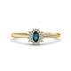 1 - Elsa Rainbow Oval Cut London Blue Topaz and Round Diamond Sunburst Halo Promise Ring 
