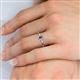 5 - Elsa Rainbow Oval Cut Iolite and Round Diamond Sunburst Halo Promise Ring 