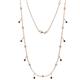 1 - Belina (17 Stn/2mm) Round Red Garnet and Diamond Drop Station Necklace 
