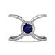 1 - Carole Rainbow Round Blue Sapphire and Diamond Criss Cross X Halo Engagement Ring 