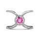 1 - Carole Rainbow Round Pink Sapphire and Diamond Criss Cross X Halo Engagement Ring 