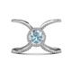 1 - Carole Rainbow Round Aquamarine and Diamond Criss Cross X Halo Engagement Ring 