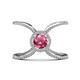 1 - Carole Rainbow Round Pink Tourmaline and Diamond Criss Cross X Halo Engagement Ring 