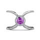 1 - Carole Rainbow Round Amethyst and Diamond Criss Cross X Halo Engagement Ring 