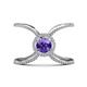 1 - Carole Rainbow Round Iolite and Diamond Criss Cross X Halo Engagement Ring 