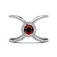 1 - Carole Rainbow Round Red Garnet and Diamond Criss Cross X Halo Engagement Ring 