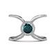 1 - Carole Rainbow Round London Blue Topaz and Diamond Criss Cross X Halo Engagement Ring 
