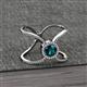 2 - Carole Rainbow Round Blue and White Diamond Criss Cross X Halo Engagement Ring 