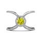1 - Carole Rainbow Round Yellow and White Diamond Criss Cross X Halo Engagement Ring 