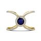 1 - Carole Rainbow Round Blue Sapphire and Diamond Criss Cross X Halo Engagement Ring 