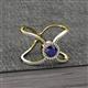 2 - Carole Rainbow Round Blue Sapphire and Diamond Criss Cross X Halo Engagement Ring 