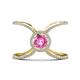1 - Carole Rainbow Round Pink Sapphire and Diamond Criss Cross X Halo Engagement Ring 