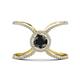 1 - Carole Rainbow Round Black and White Diamond Criss Cross X Halo Engagement Ring 