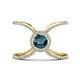 1 - Carole Rainbow Round Blue and White Diamond Criss Cross X Halo Engagement Ring 