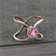 2 - Carole Rainbow Round Pink Sapphire and Diamond Criss Cross X Halo Engagement Ring 