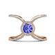 1 - Carole Rainbow Round Tanzanite and Diamond Criss Cross X Halo Engagement Ring 