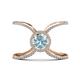 1 - Carole Rainbow Round Aquamarine and Diamond Criss Cross X Halo Engagement Ring 