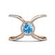 1 - Carole Rainbow Round Blue Topaz and Diamond Criss Cross X Halo Engagement Ring 