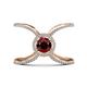 1 - Carole Rainbow Round Red Garnet and Diamond Criss Cross X Halo Engagement Ring 