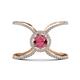 1 - Carole Rainbow Round Rhodolite Garnet and Diamond Criss Cross X Halo Engagement Ring 