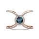 1 - Carole Rainbow Round Blue and White Diamond Criss Cross X Halo Engagement Ring 
