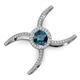 3 - Carole Rainbow Round Blue and White Diamond Criss Cross X Halo Engagement Ring 