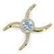 3 - Carole Rainbow Round Aquamarine and Diamond Criss Cross X Halo Engagement Ring 