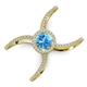 3 - Carole Rainbow Round Blue Topaz and Diamond Criss Cross X Halo Engagement Ring 