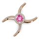 3 - Carole Rainbow Round Pink Sapphire and Diamond Criss Cross X Halo Engagement Ring 