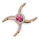 3 - Carole Rainbow Round Pink Tourmaline and Diamond Criss Cross X Halo Engagement Ring 