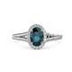 1 - Deborah Desire Oval Cut London Blue Topaz and Round Diamond Twist Rope Split Shank Halo Engagement Ring 
