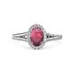 1 - Deborah Desire Oval Cut Rhodolite Garnet and Round Diamond Twist Rope Split Shank Halo Engagement Ring 
