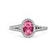 1 - Deborah Desire Oval Cut Pink Tourmaline and Round Diamond Twist Rope Split Shank Halo Engagement Ring 
