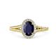 1 - Deborah Desire Oval Cut Blue Sapphire and Round Diamond Twist Rope Split Shank Halo Engagement Ring 