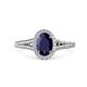 1 - Deborah Desire Oval Cut Blue Sapphire and Round Diamond Twist Rope Split Shank Halo Engagement Ring 