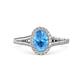 1 - Deborah Desire Oval Cut Blue Topaz and Round Diamond Twist Rope Split Shank Halo Engagement Ring 