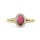 1 - Deborah Desire Oval Cut Rhodolite Garnet and Round Diamond Twist Rope Split Shank Halo Engagement Ring 
