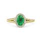 1 - Deborah Desire Oval Cut Emerald and Round Diamond Twist Rope Split Shank Halo Engagement Ring 