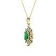 2 - Raizel (7 x 5 mm) Emerald and Diamond Floral Halo Pendant 