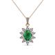 1 - Raizel (7 x 5 mm) Emerald and Diamond Floral Halo Pendant 