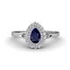 1 - Kristen Rainbow Pear Cut Blue Sapphire and Round Diamond Halo Engagement Ring 