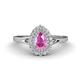 1 - Kristen Rainbow Pear Cut Pink Sapphire and Round Diamond Halo Engagement Ring 