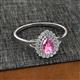 2 - Kristen Rainbow Pear Cut Pink Sapphire and Round Diamond Halo Engagement Ring 