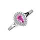 3 - Kristen Rainbow Pear Cut Pink Sapphire and Round Diamond Halo Engagement Ring 