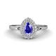 1 - Kristen Rainbow Pear Cut Tanzanite and Round Diamond Halo Engagement Ring 