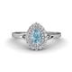 1 - Kristen Rainbow Pear Cut Aquamarine and Round Diamond Halo Engagement Ring 