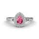 1 - Kristen Rainbow Pear Cut Pink Tourmaline and Round Diamond Halo Engagement Ring 