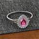 2 - Kristen Rainbow Pear Cut Pink Tourmaline and Round Diamond Halo Engagement Ring 